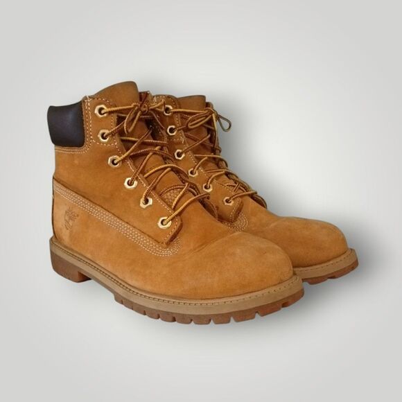 Timberland 12909 Junior’s 6" Premium Sz 6M Waterproof Boots Wheat Nubuck - Picture 1 of 7